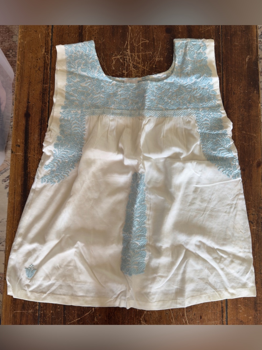 J Marie Light Baby Blue White Top Blouse